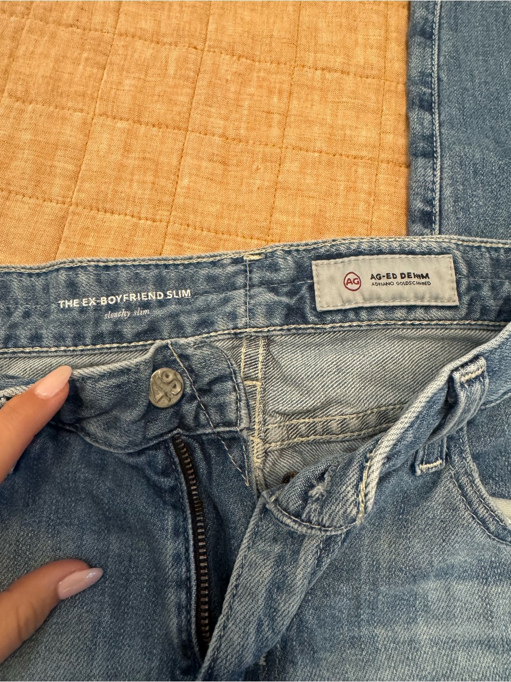 AG Adriano Goldschmied Ex-Boyfriend Slim Jeans in Light Blue Denim